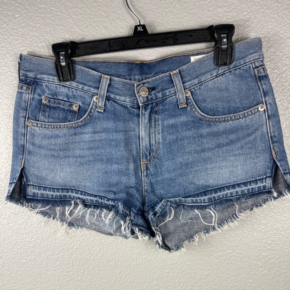 Rag & Bone Cut Off Jean Shorts In Tully Womens 26 Frayed Hem 3" Button/Fly - Picture 7 of 11